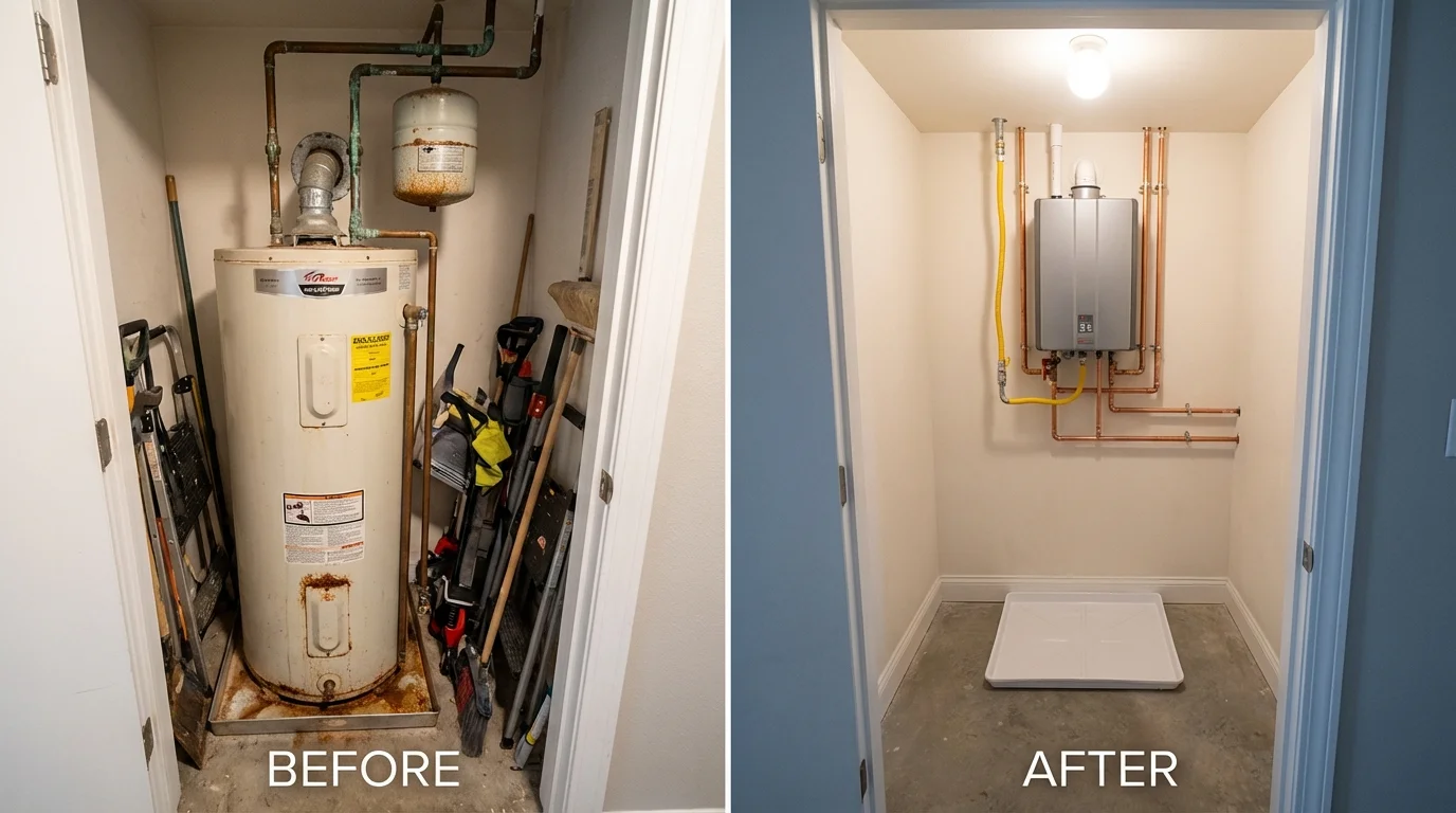 Tank water heater versus wall-mounted tankless unit comparison for Clarkton, MO homeowners